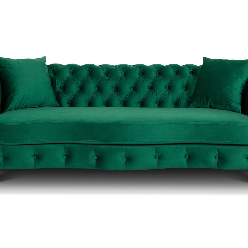 Emerald velvet 3-seater sofa.