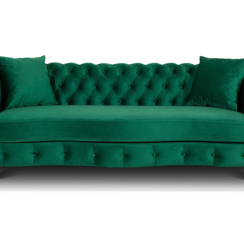 Emerald velvet 3-seater sofa.